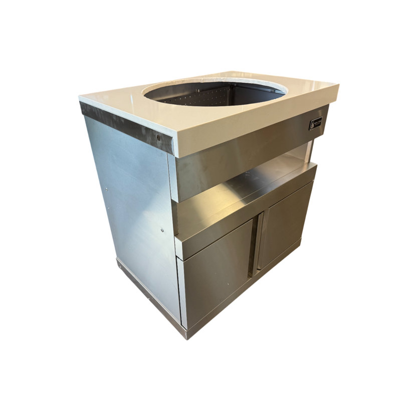 Mont Alpi Makm-18 Heavy Duty Stainless Steel Universal Kamado Charcoal Smoker Grill Module + Storage Cabinets & Granite Countertops - For 18" Big Green Egg, Kamado Joe Classic, Akorn, Pit Boss Models