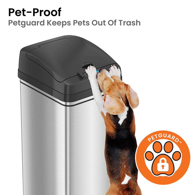 Deodorizer PetGuard Stainless Steel 13 Gallon Motion Sensor Trash Can