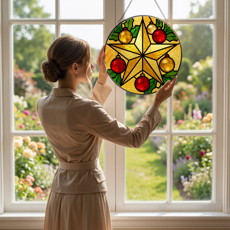 Panneau de vitrail 12 "H Star Ornaments, H 12 po x l 12 po 