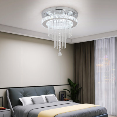 11.8" Crystal Chandelier Modern LED Ceiling Lamp Dimming With Remote Control Lighting Fixtures For Kitchen Bedroom Hallway (Stepless Dimming)