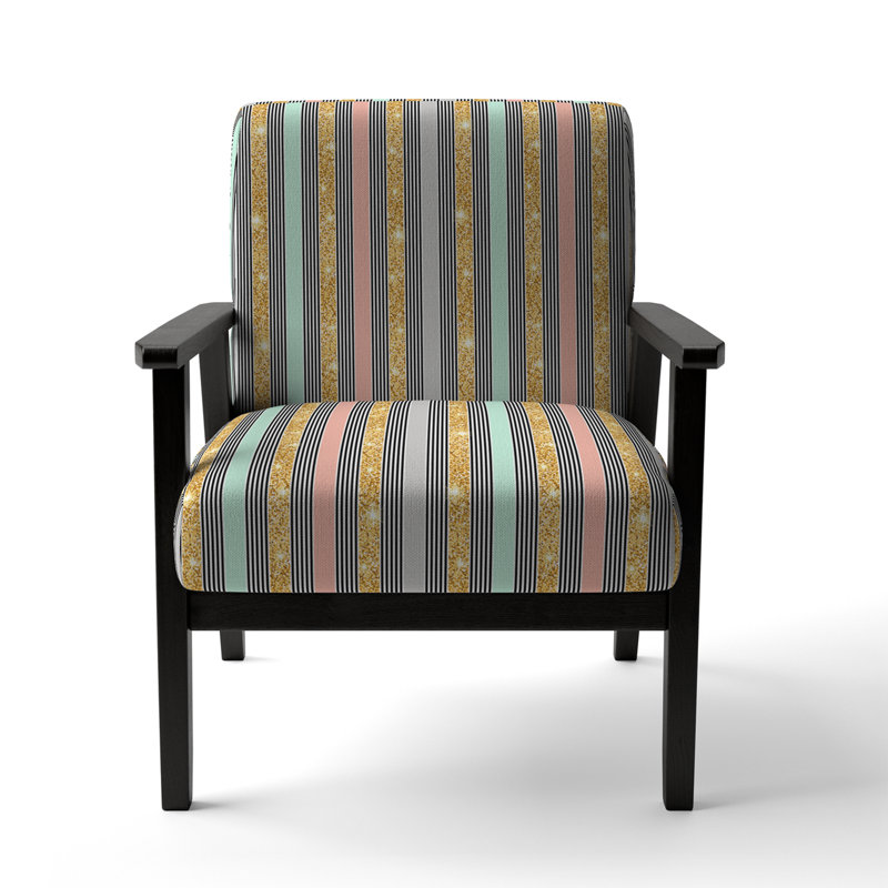Fauteuil d'appoint rembourré à motif doré et gris
