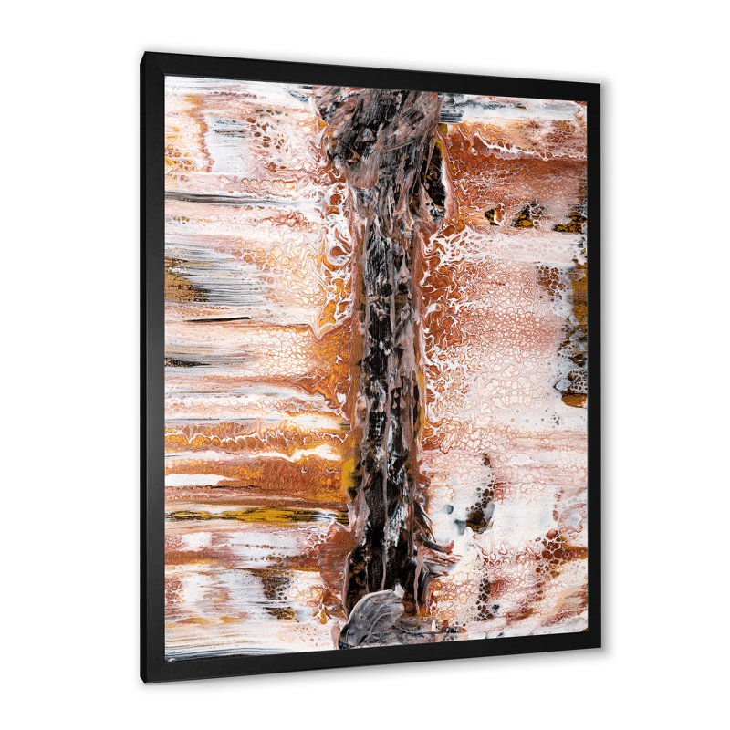 «Brown White and Black Flowing Foam Marble III», peinture sur toile encadrée, H 32 po x l 16 po x P 1 po