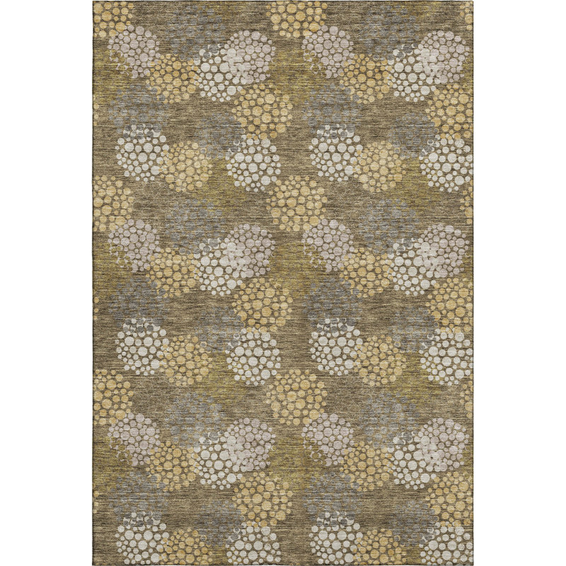 Premium Machine Washable Prisco Brown Rug, Rectangle 3' x 5'