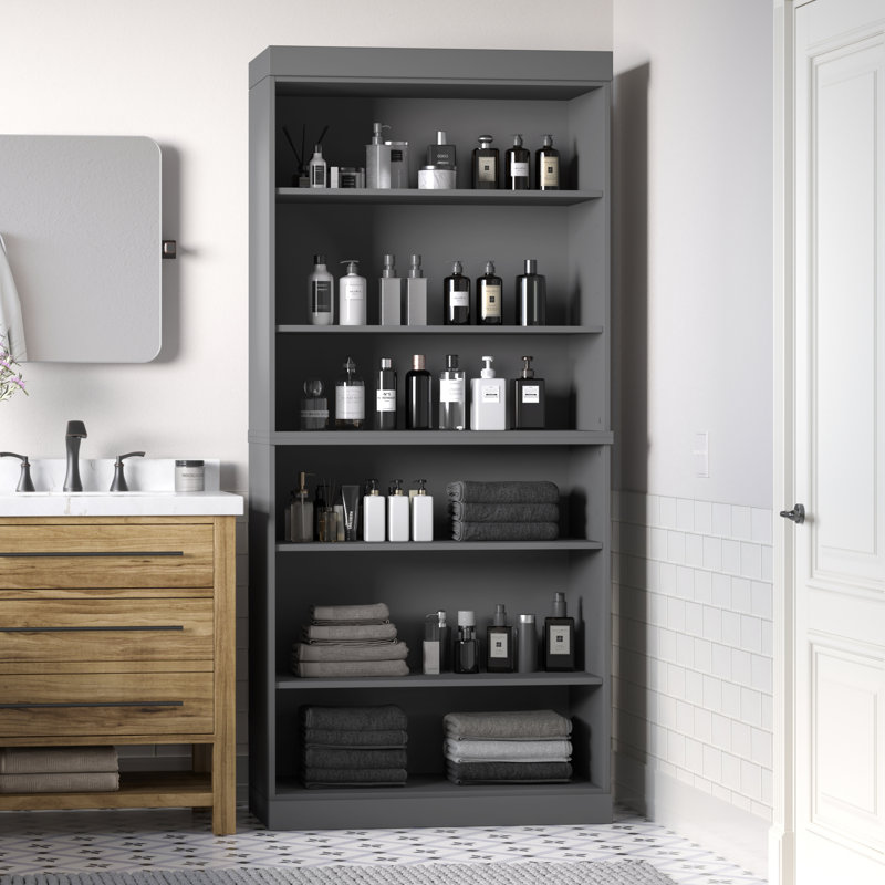 Armoire de rangement 100% en bois massif Palace Imports, tablettes réglables, hauteur 71,5 po, Gris