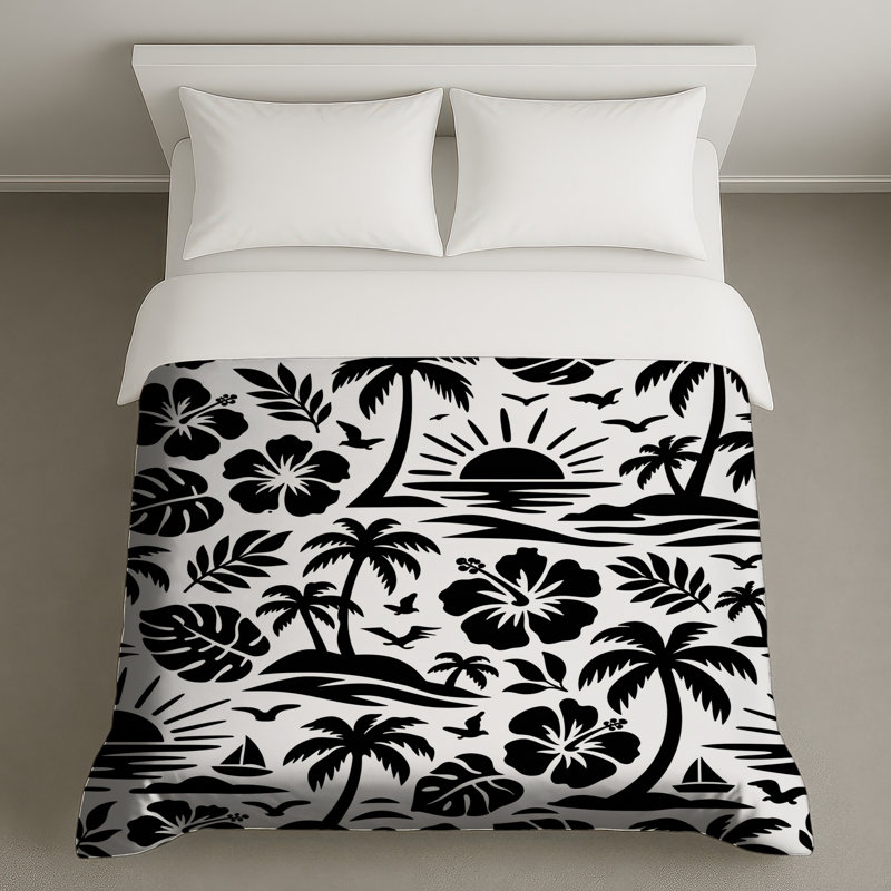 Housses de couette feuilles de palmier tropicales, Grand lit