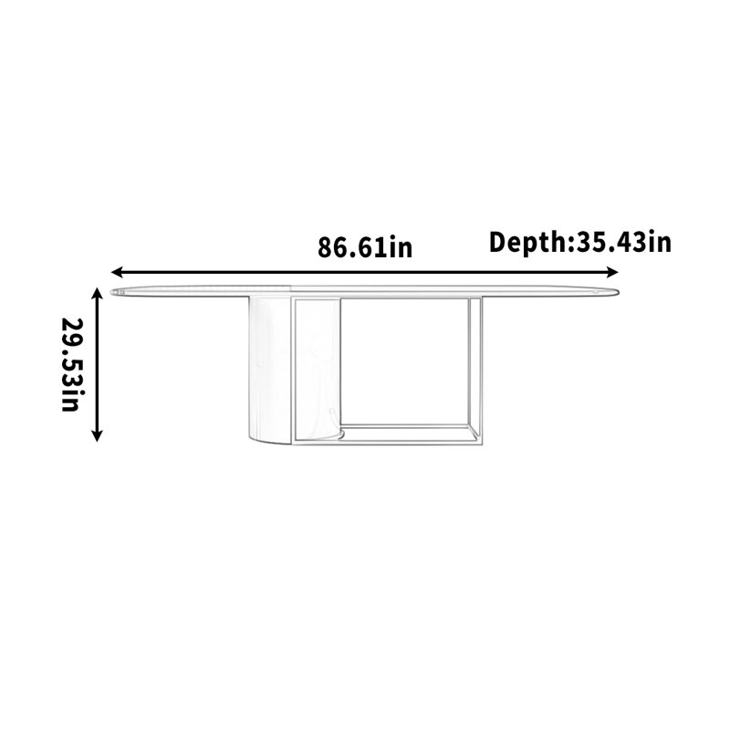 Bureau et bureau ovales en bois massif, H 29,53 po x l 86,61 po x P 35,43 po