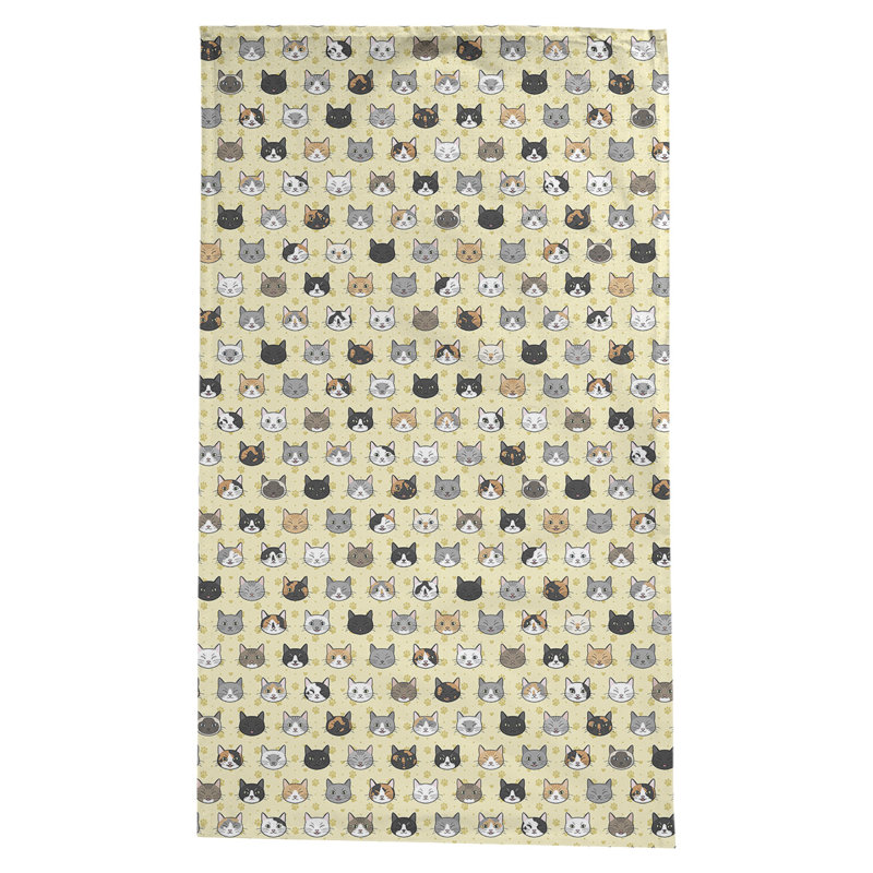 Avicia Kitty Cat Pattern Tablecloth, Yellow
