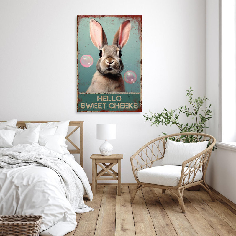 " Rabbit Hello Sweet Cheeks ", 20" H x 16" W x 1.25" D