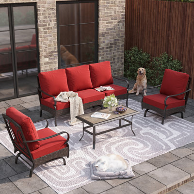 Salem 5-Person Rocking Powder Coated Steel Patio Conversation Set