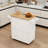 Rolling Cart Kitchen Island With Towel Rack, Seasoning Rack & Adjustable Shelf - White