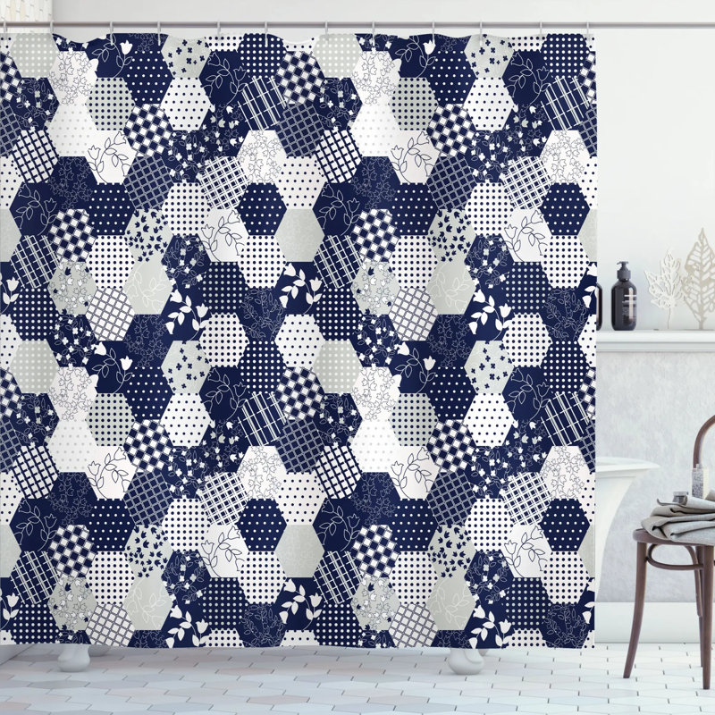 Shower Curtain with Hooks Included, 69" H x 105" W