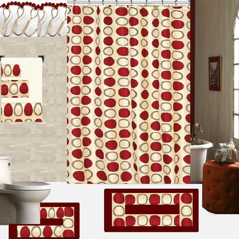 Dafyd Geometric Shower Curtain with Hooks Included