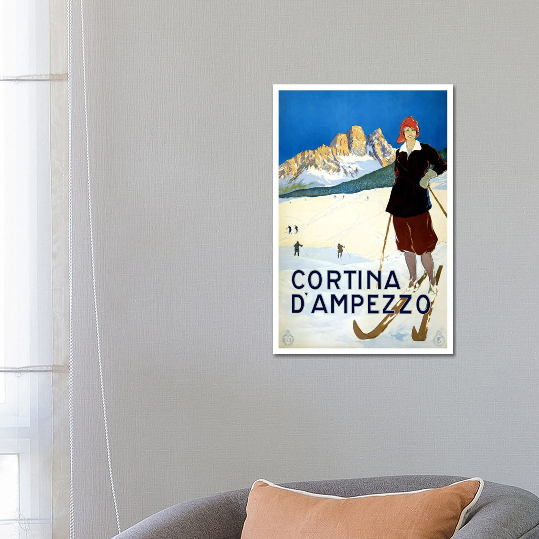 Cortina D'Ampezzo Advertising Vintage Poster by Unknown Artist - Wrapped Canvas Print