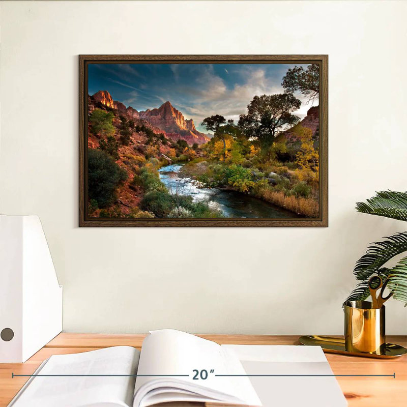 Paysage de Sion, 13 po x 9 po, Cadre flottant en noyer