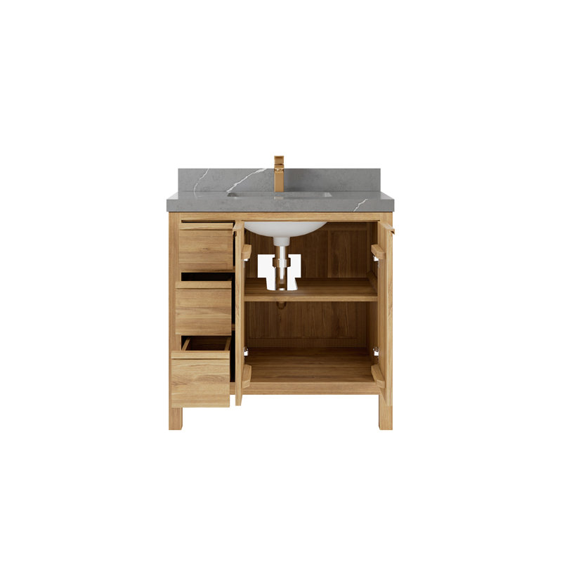 Ensemble de meuble-lavabo simple 36 po, Quartz gris Piatra