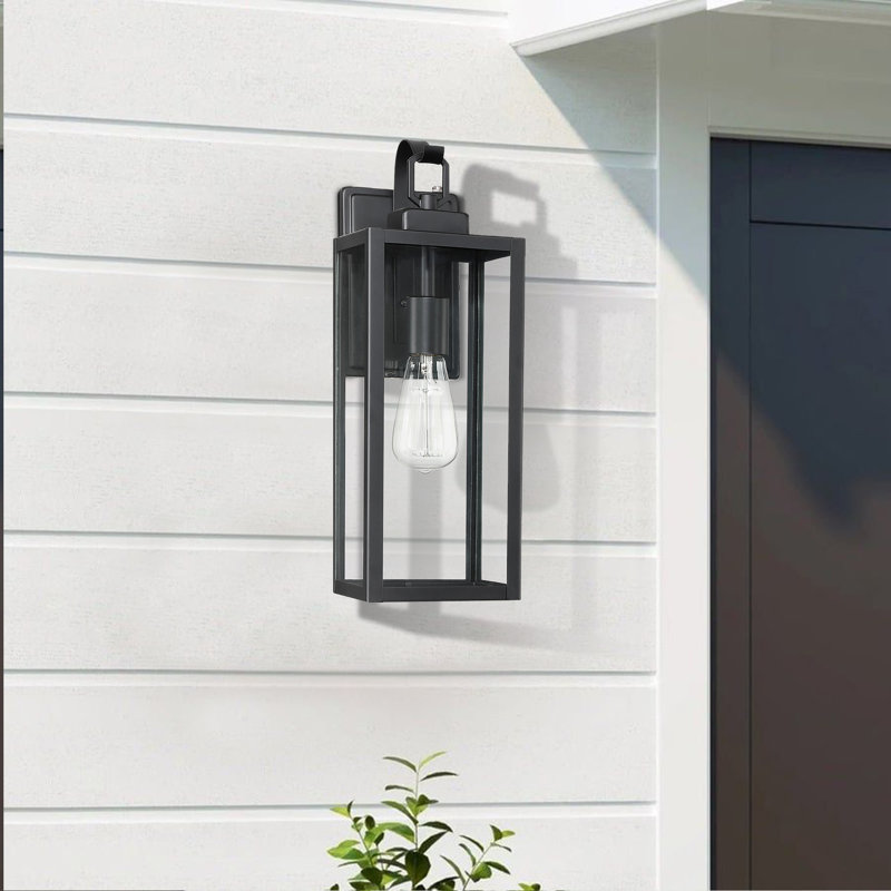 Matte Black 32.9cm H Outdoor Wall Lantern with Dusk to Dawn, 45.1cm H x 15cm W x 19.9cm D