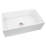 33-Inch Single Bowl Fireclay Farmhouse Sink with Grid and Drain