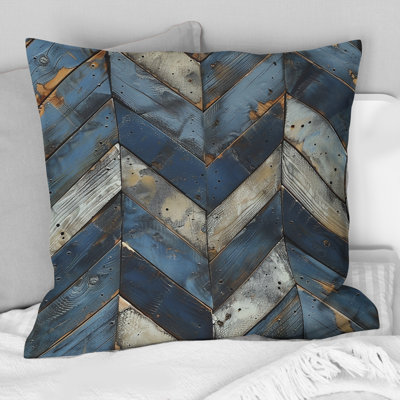Navy Blue And Silver Reclaimed Wood - Farmhouse Pillow