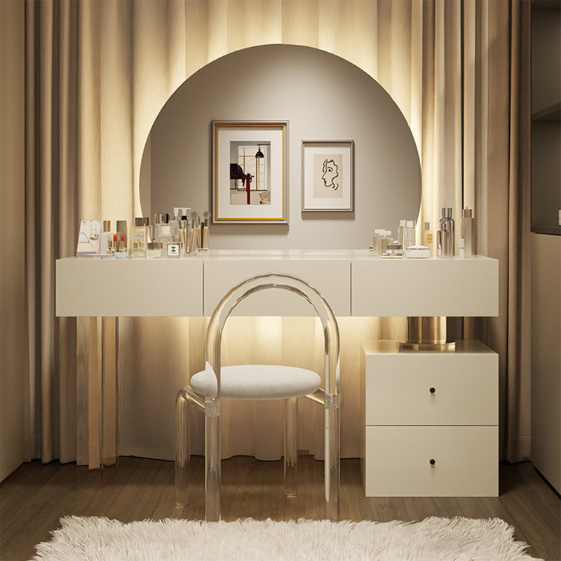 Buffet minimaliste italien de 120 cm avec coiffeuse couleur crème, 29.53" H x47.24" W x15.75" D