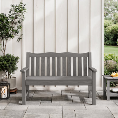 49" Long HIPS All Weather Waterproof Outdoor Bench, Gray