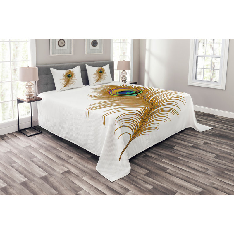 Peacock Bedspread Set with Shams, 220 x 264 cm