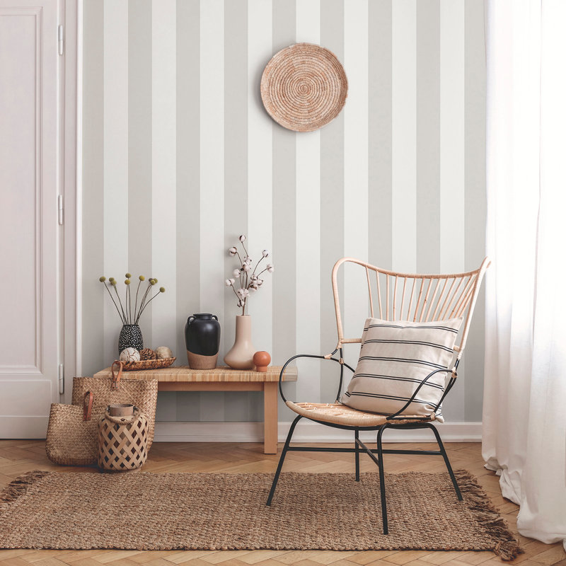 Essential Stripes Classic Stripe Wallpaper, Grey
