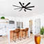 Ventilateur de plafond moderne de 66 pouces avec lumière à DEL à intensité variable et 8 pales en ABS, moteur à courant continu réversible intelligent, noir, pour le bureau à domicile