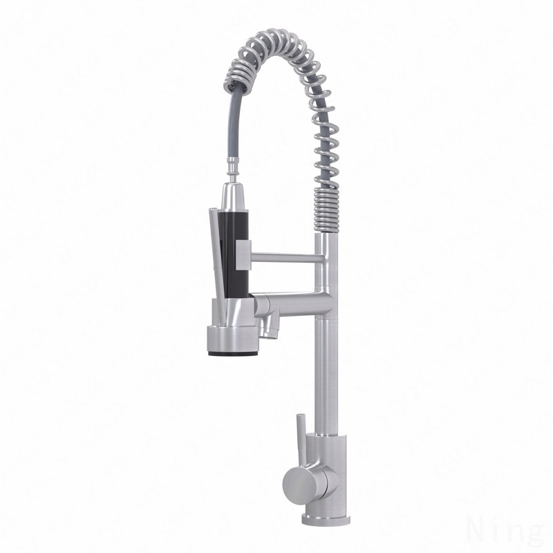 Robinet de cuisine à poignée simple 19 po, Nickel brossé