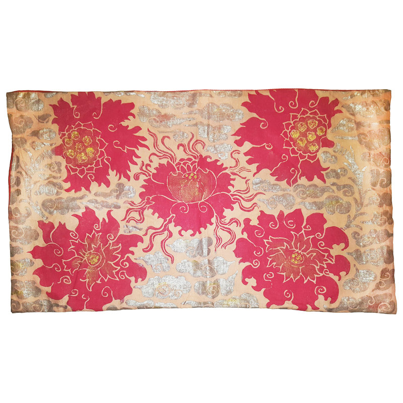 Tibetan Peonies Linen Rectangular Pillow Cover, 19" x 32"