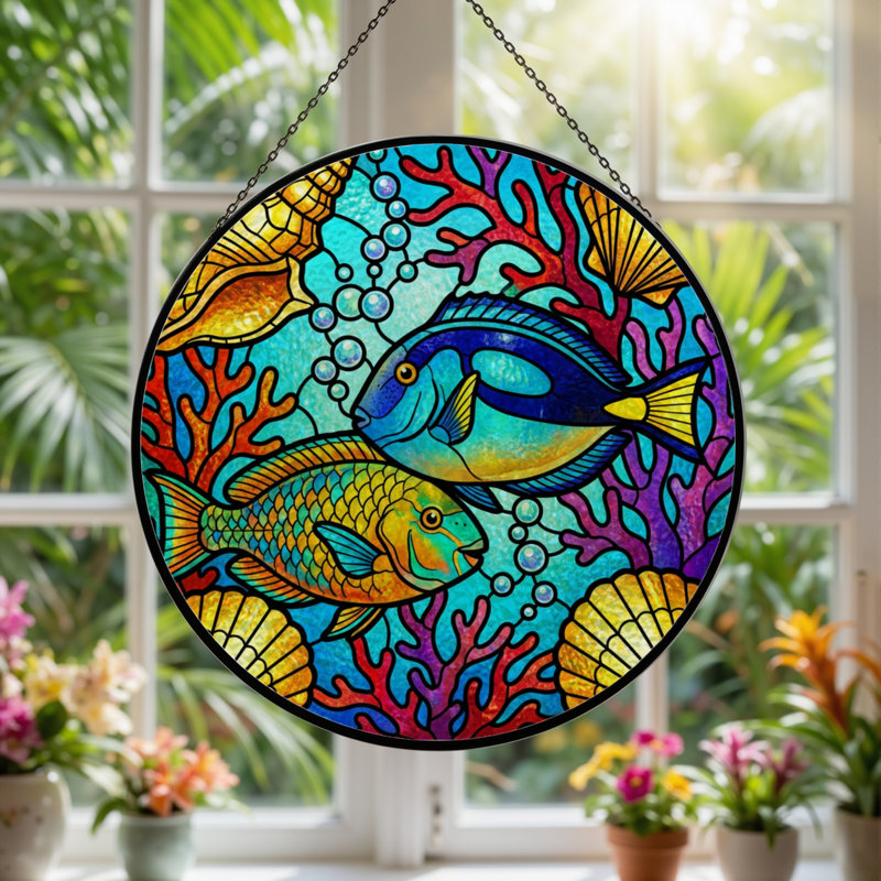 Panneau de vitrail en verre coloré 12 "H 12", H 12 po x l 12 po