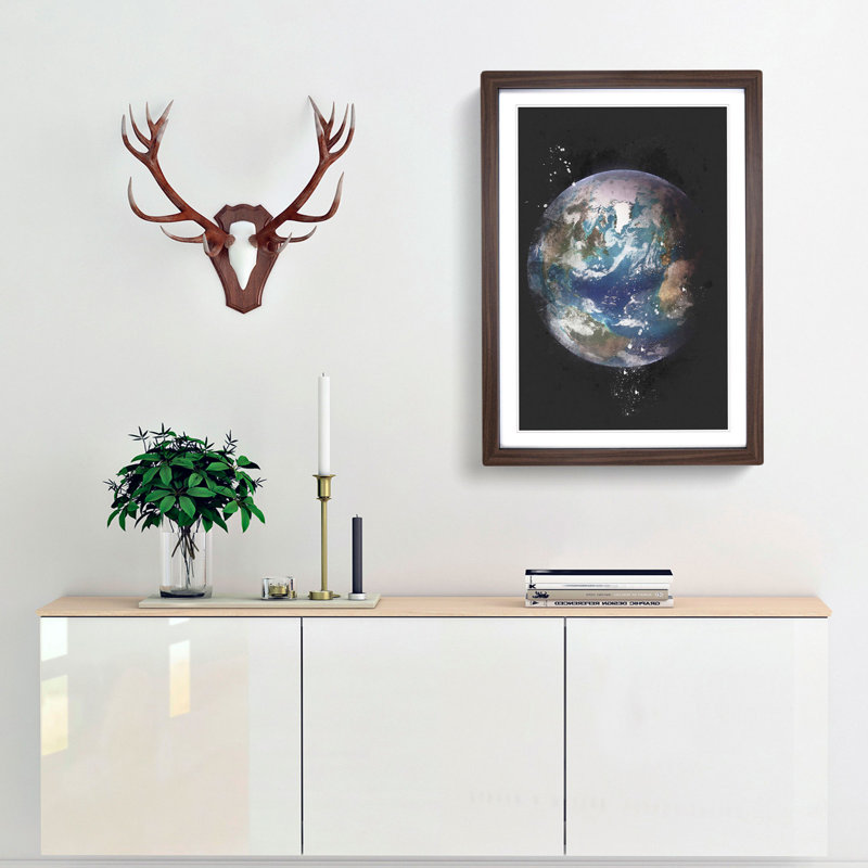 'Blue Marble of Planet Earth' - Picture Frame Graphic Art Print, 87cm H x 62cm W x 2cm D, Walnut Framed