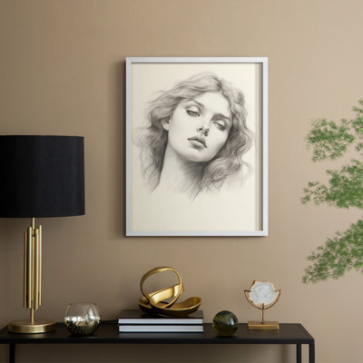 «Vintage Portrait Print II», reproduction encadrée - bois massif