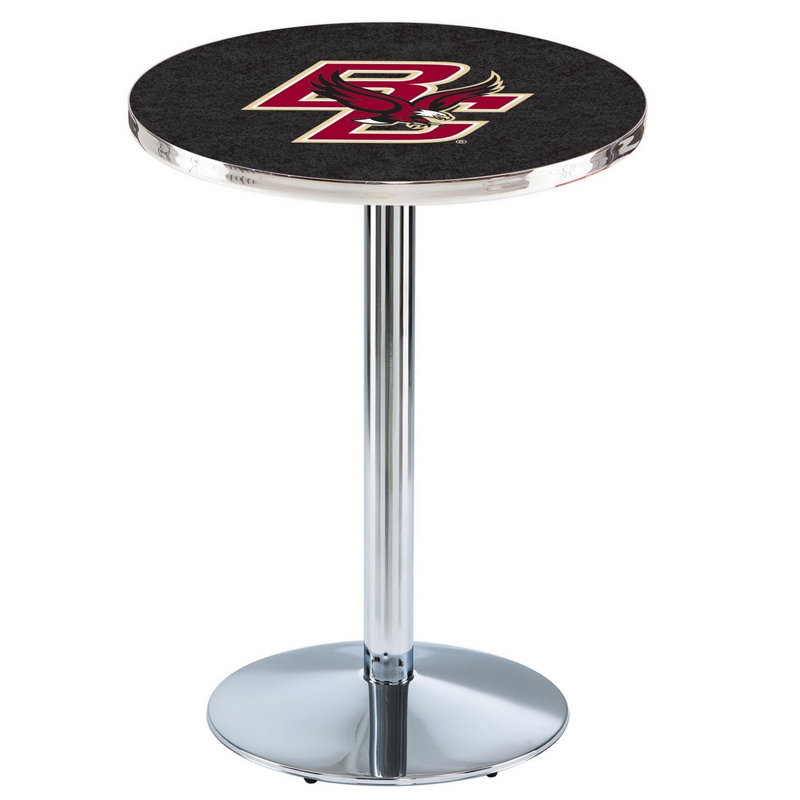 Round Metal Base Dining Table, Chrome, Boston College