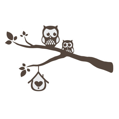 Décalcomanie murale owls sur une branche