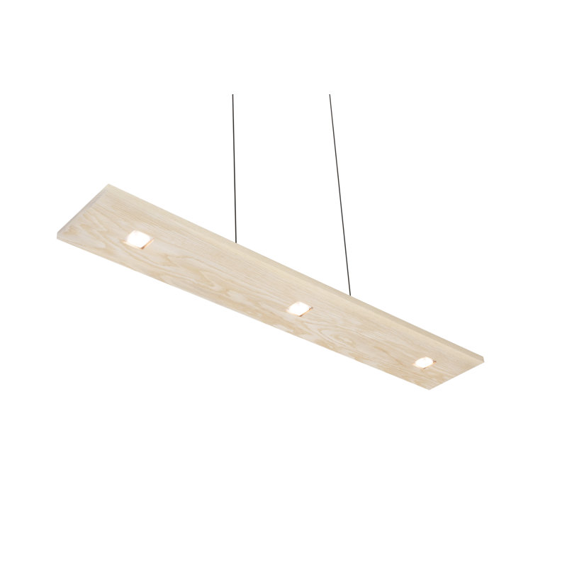 Vix Dimmable LED Pendant, 3500K, 0.75" H x 34" W x 8" D, White Washed Oak