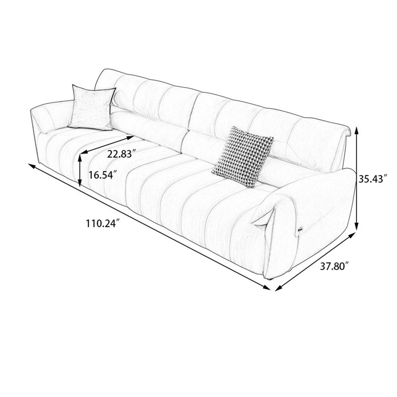 Canapé modulaire 100% polyester kaki, 35.43" H x 110.24" W x 37.8" D, 4, Kaki