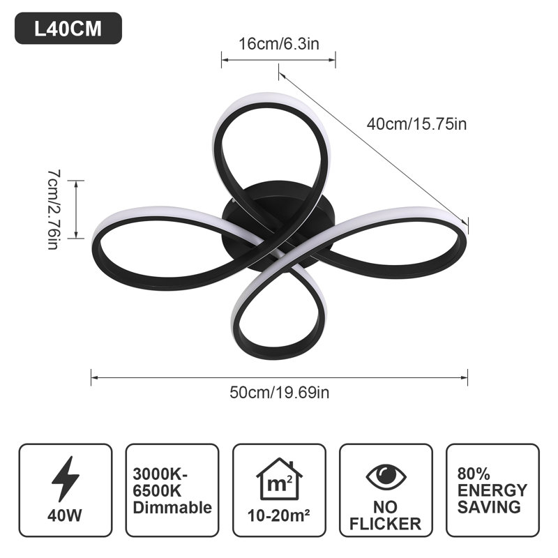 Stylish Flower-Shaped Dimmable Flush Mount with Remote