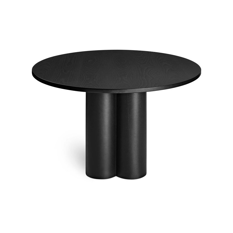 4 Quarter Round Solid Wood Dining Table, Black Ash, 48" W x 48" L