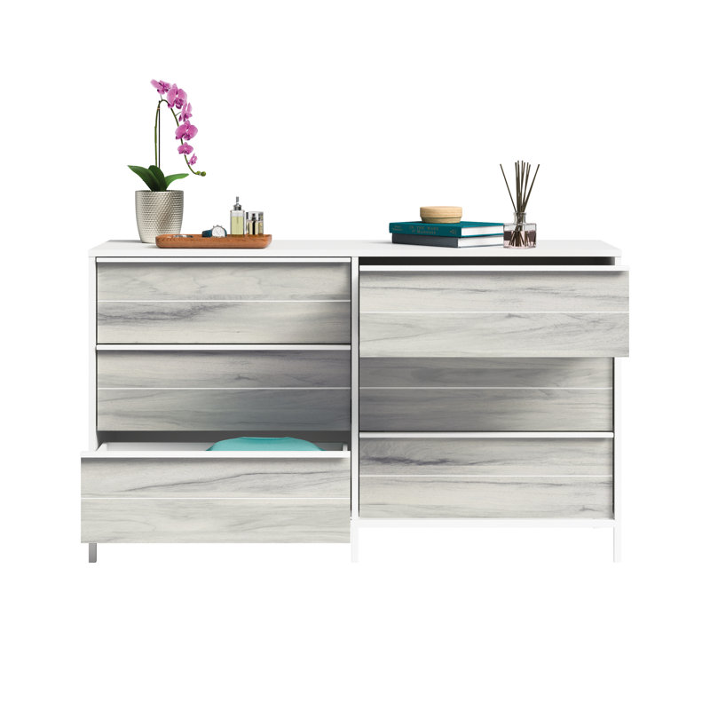 Commode double 6 tiroirs Anrey, Blanc