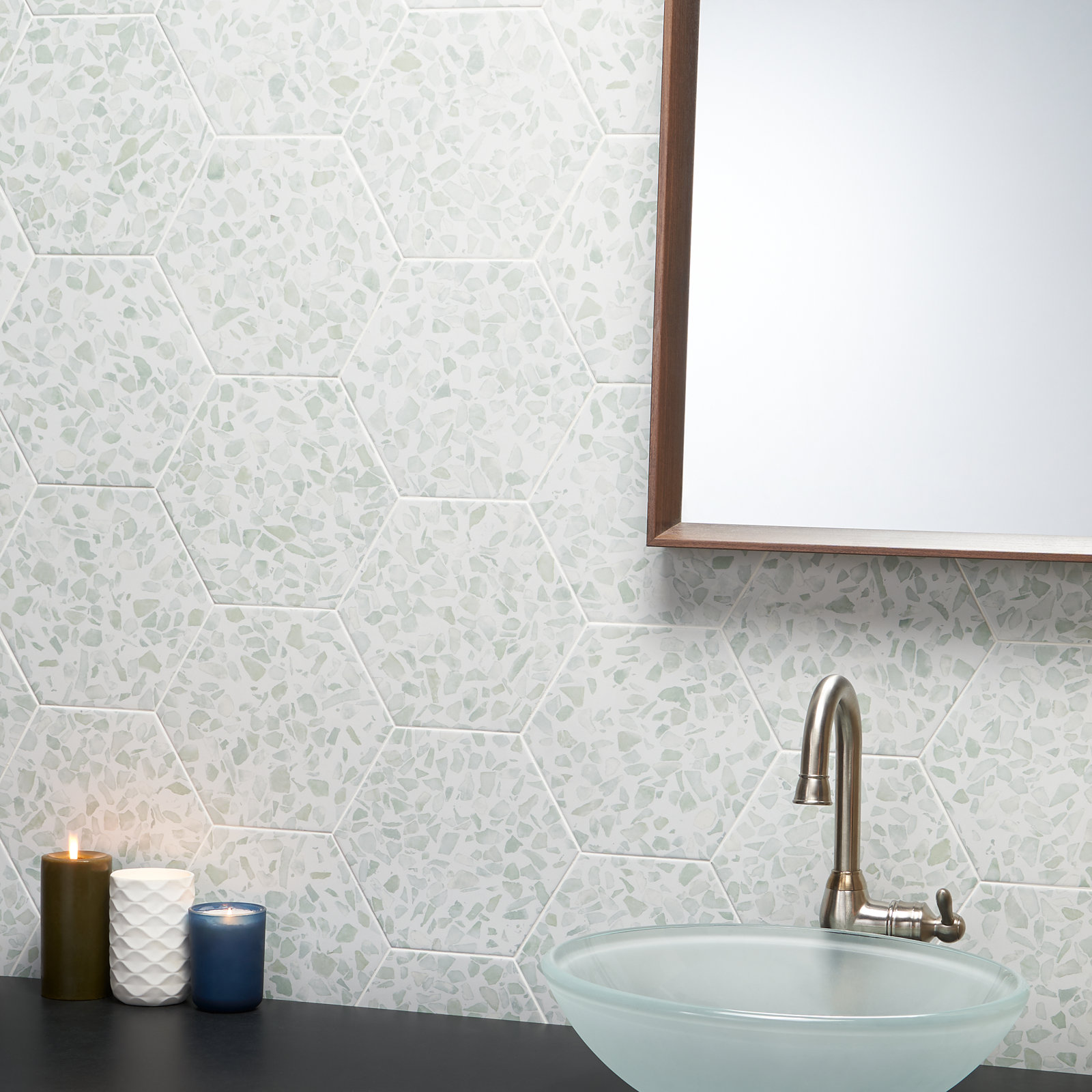 Jurassic Hex 9" Terrazzo Look Porcelain Floor & Wall Tile (8.07 Sq. Ft. / Case), Green