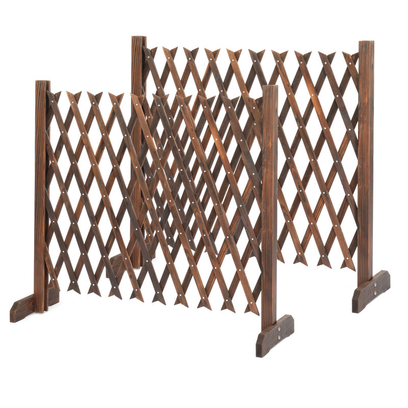 2 Pack Extendable Wood Garden Fence, Tan