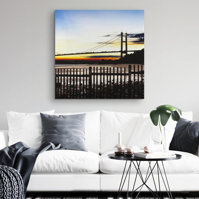 Bridge by sunset - 32"x32" art on canvas