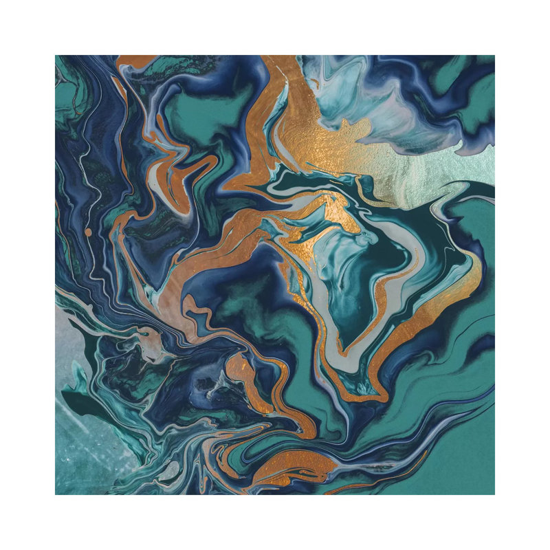 Drama Queen II Marble Green by Monika Strigel - Painting on Canvas, 45.72cm H x 45.72cm W x 3.81cm D, Wrapped Canvas