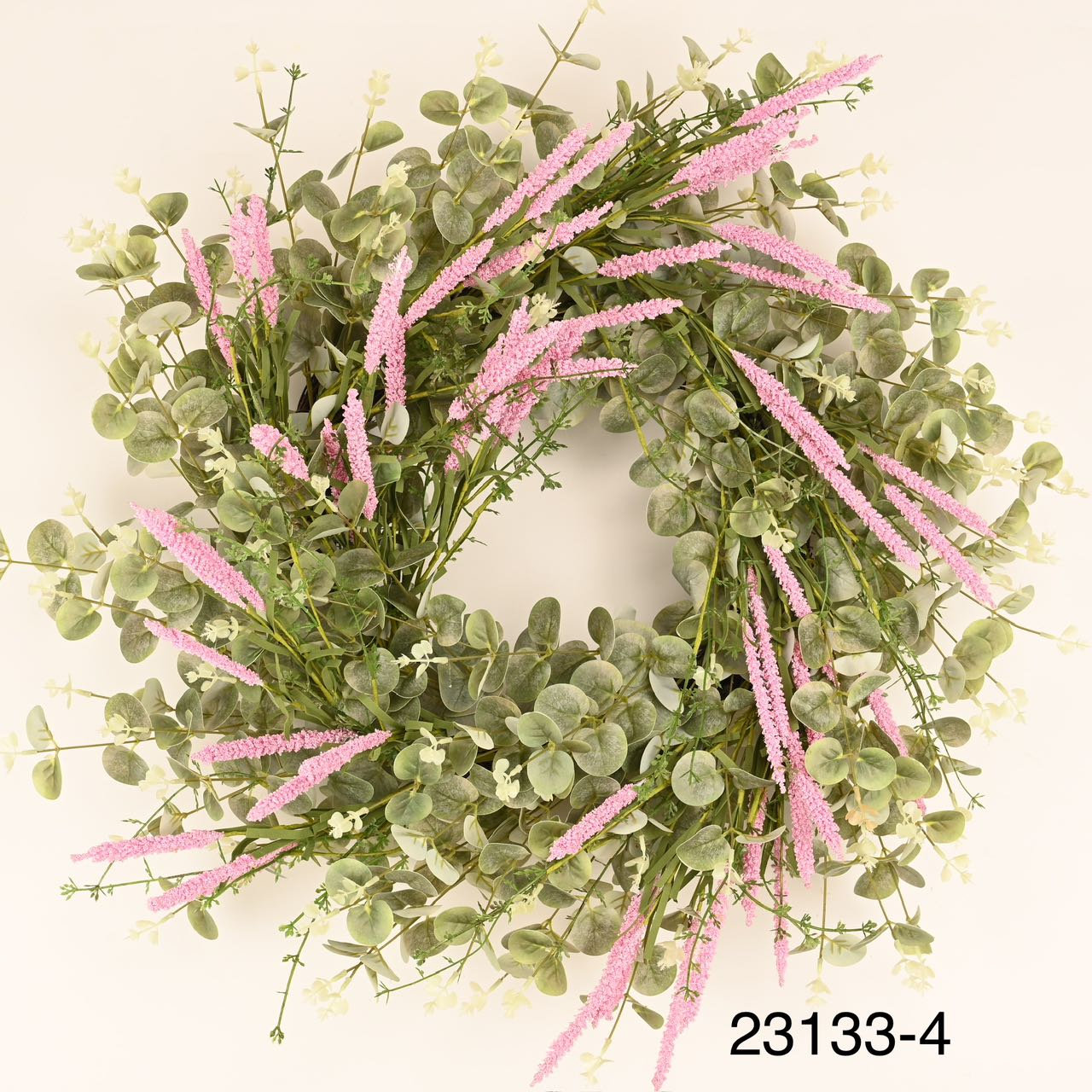 26" Eucalyptus Wreath, Pink/Green