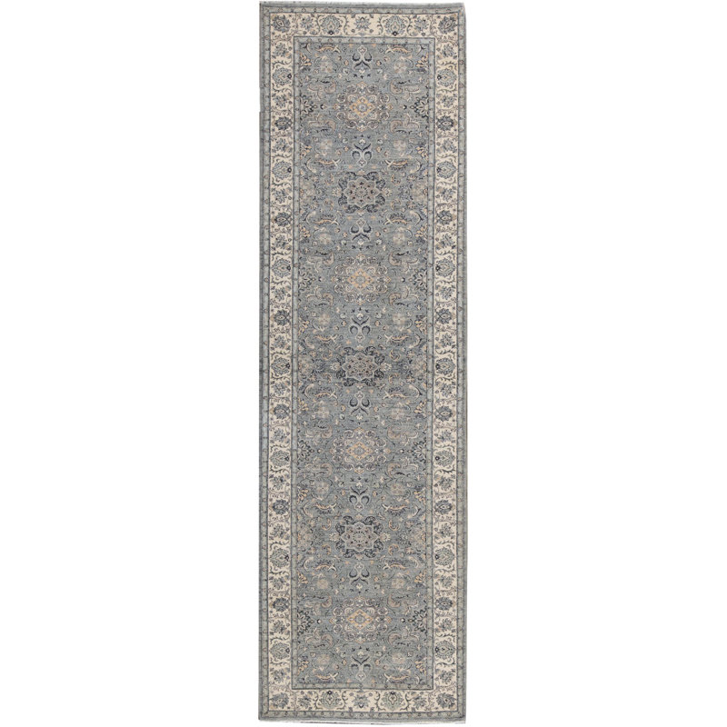 Tapis beige et gris noué à la main de haute qualité