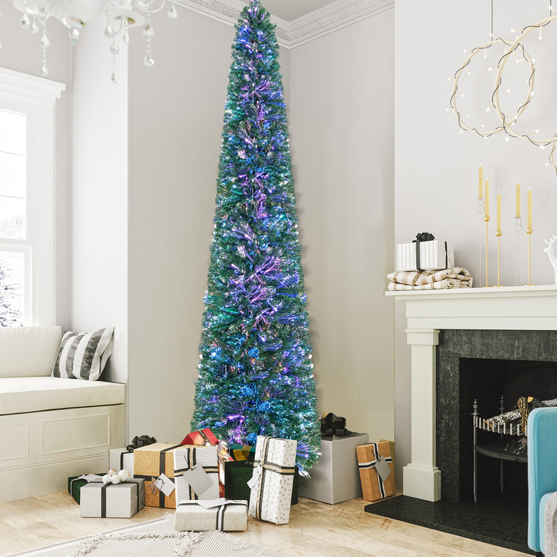 Arbre de Noël illuminé pin artificiel, Remise en plastique l 8 pi