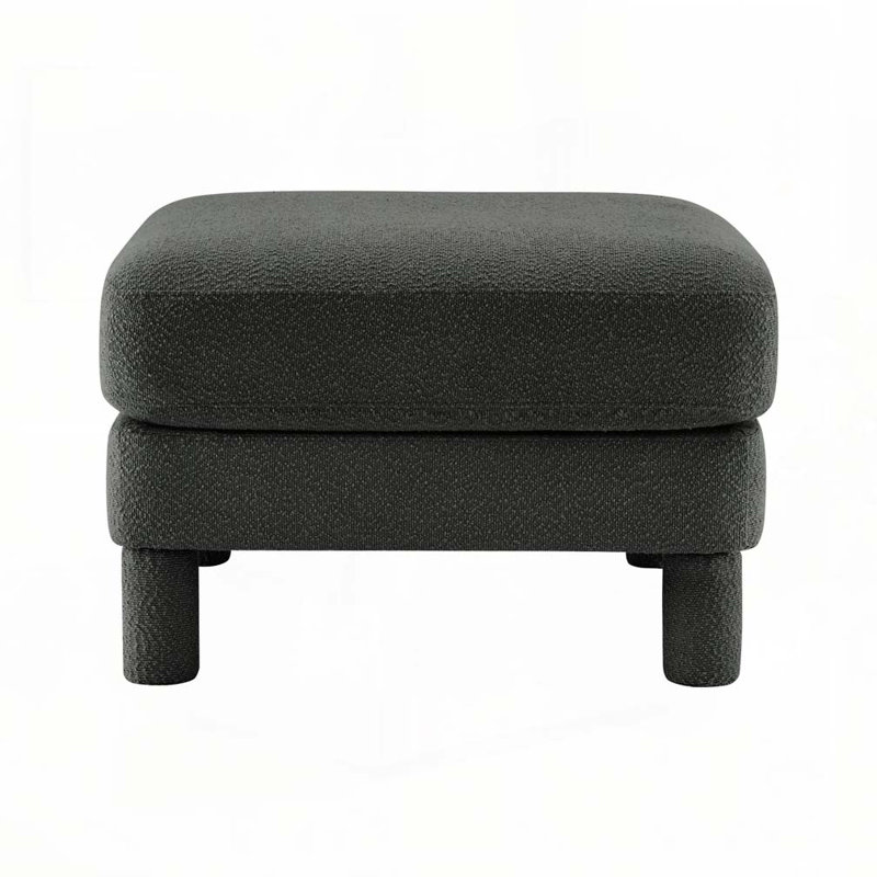 Boucle Upholstered Ottoman For Sectional, Dark Gray