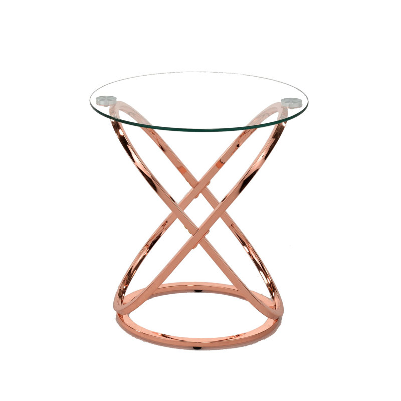 Rhiannon Glass Top Abstract End Table, Copper