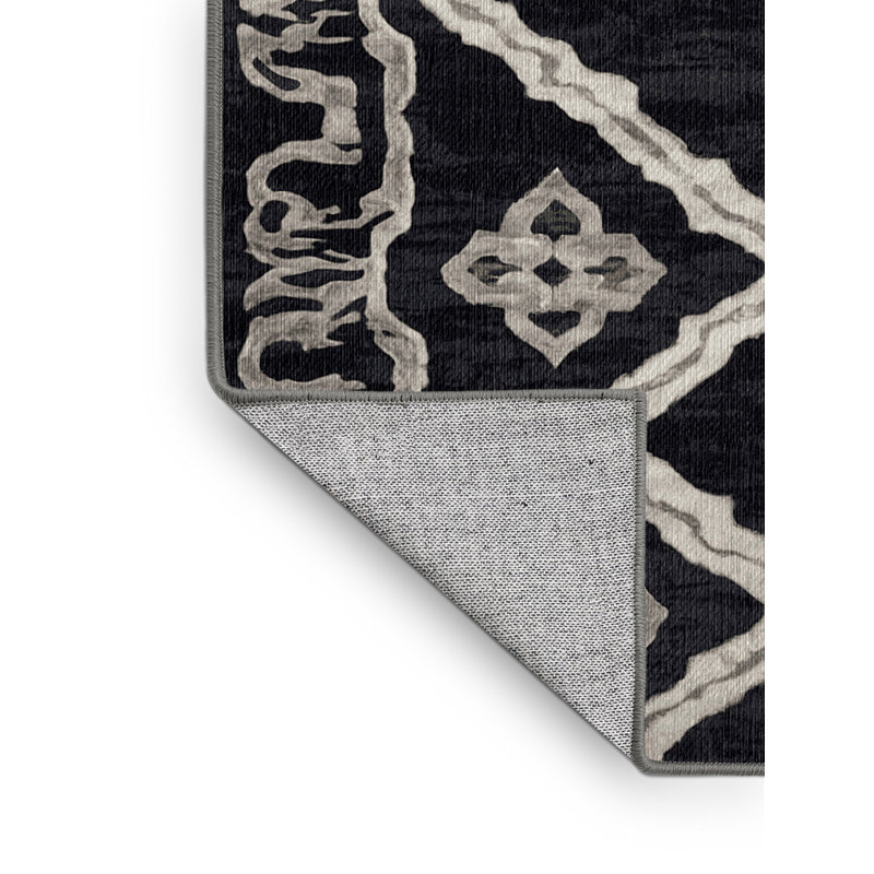 Machine Washable Gray Area Rug, Rectangle 7' x 9'