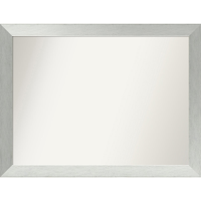 Miroir de salle de bain mural en argent brossé sans cadre, Rectangle, 29 po x 38 po